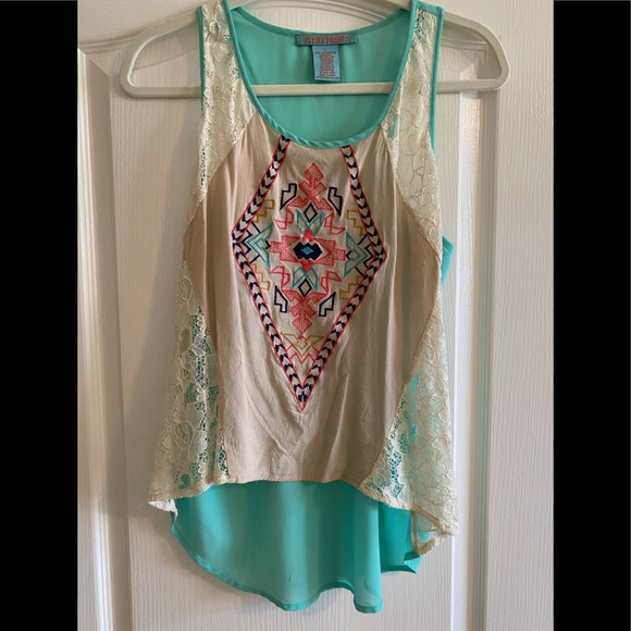 Flying Tomato Tops - Flying Tomato Aqua Aztec Tank
